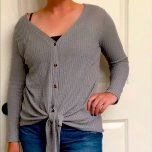 Waffle Knit Long Sleeve Tee